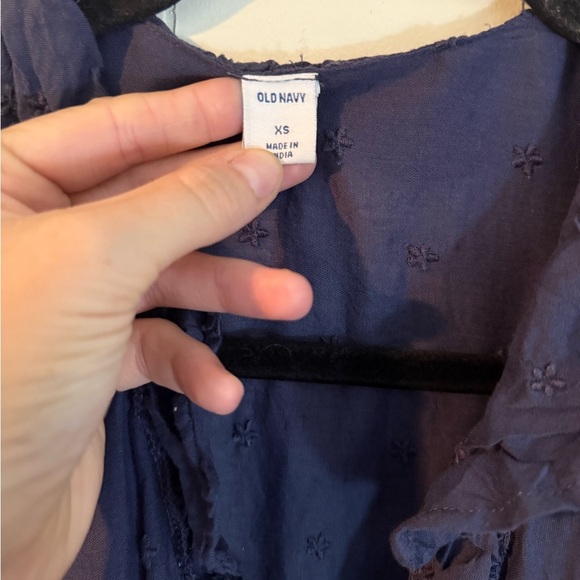 Old Navy Women’s Embroidered Floral Print Navy Blue Ruffle Hi-Low Wrap Dress XS - Picture 7 of 9